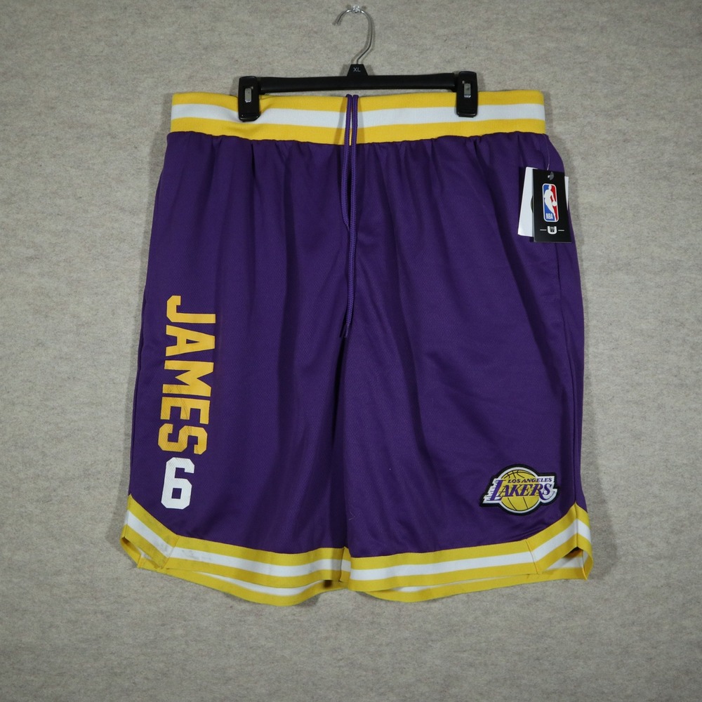 NBA Los Angeles Lakers LeBron James 6 Basketball Shorts Mens XXL Purple Mesh NEW